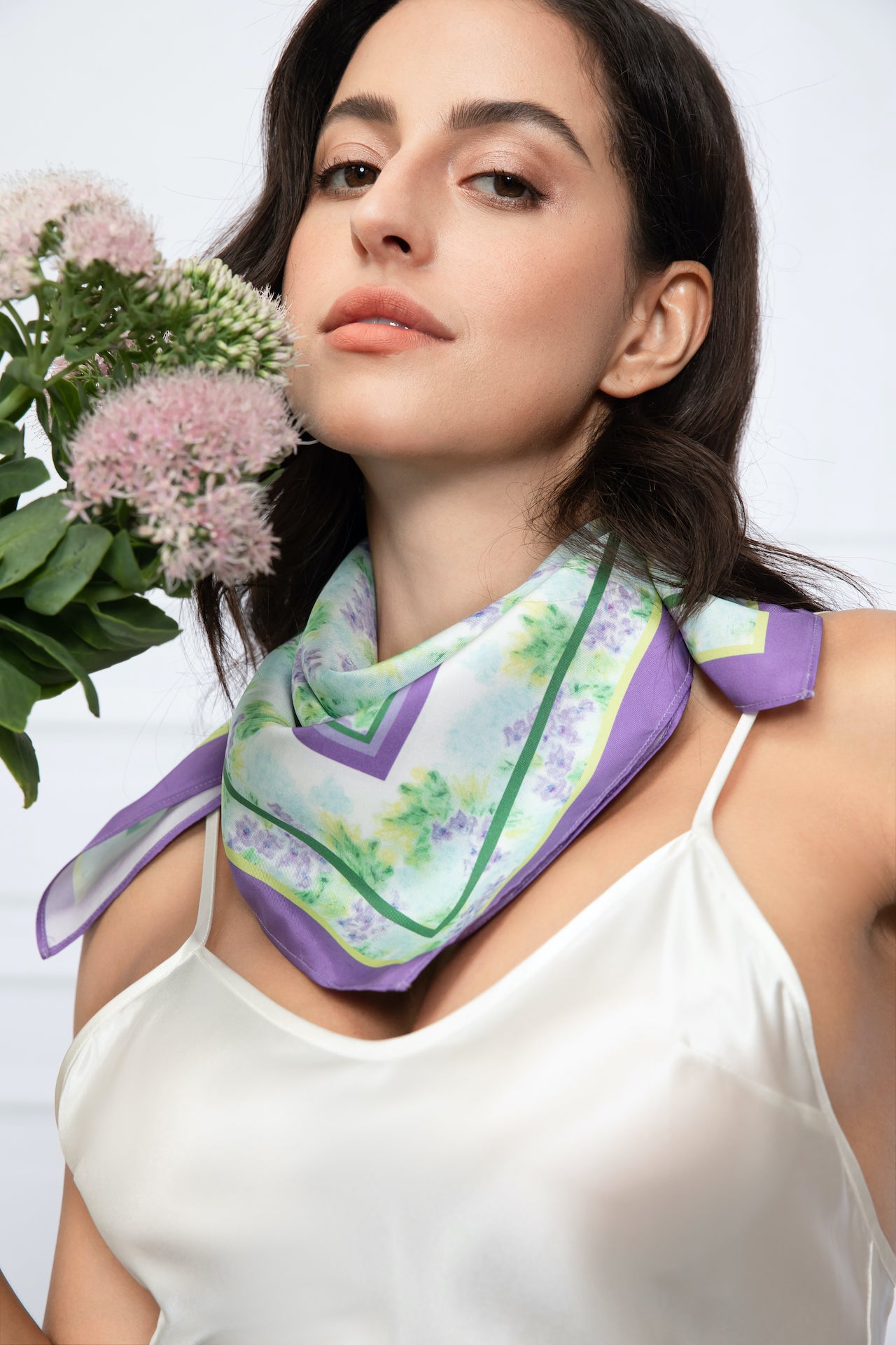 Modern Fleur Silk Scarf  Sésam sustainably handcrafted silk