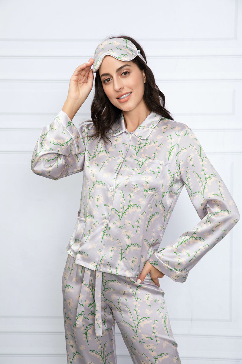Little Blooms Print Washable Silk Pajamas Set