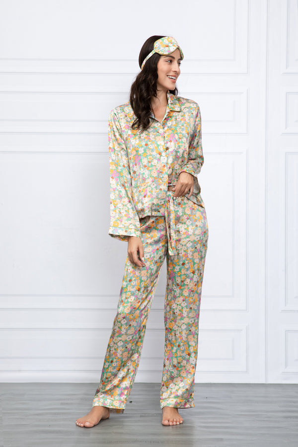 Little Blooms Print  Washable Silk Pajamas Set