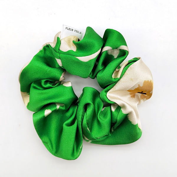 Green Themums Silk Scrunchie
