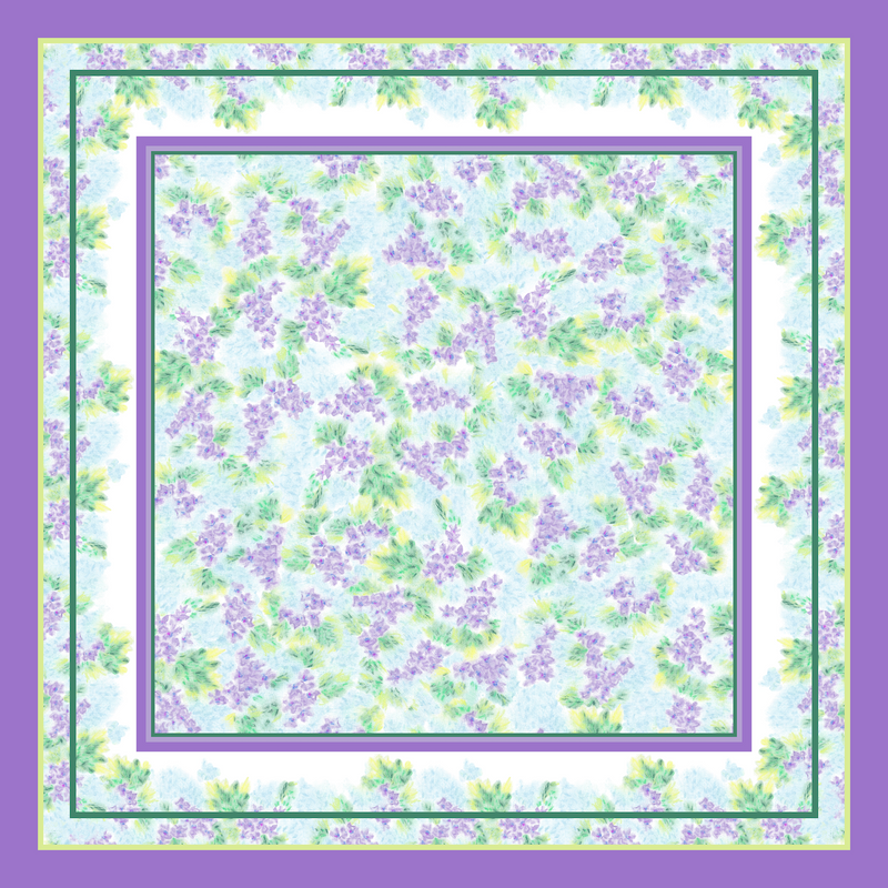 Purple Green Meadows Silk Scarf